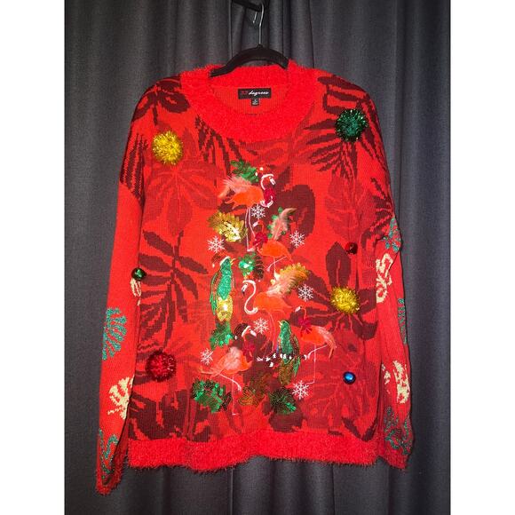 Ugly Christmas Sweater Xmas Size Large Flamingo - Picture 1 of 3